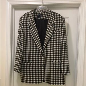 Laura Scott Black and White Houndstooth Blazer